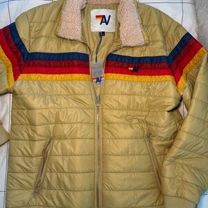 Aviator Nation Multicolor Striped Puffer Jacket